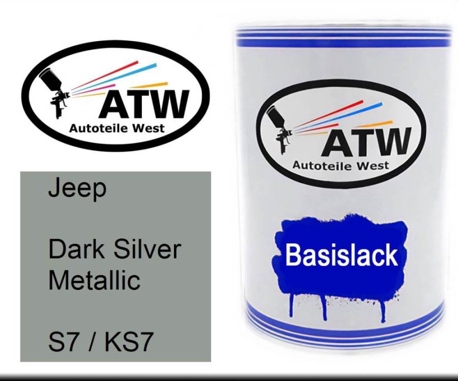 Jeep, Dark Silver Metallic, S7 / KS7: 500ml Lackdose, von ATW Autoteile West.